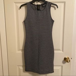 Forever 21 black and white striped sleeveless mini dress. Size S. Zips in back.